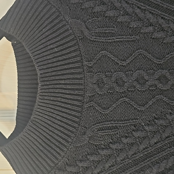 NWT Halogen Mixed Cable Mock Neck Sweater Rich Black Large - Picture 3 of 13